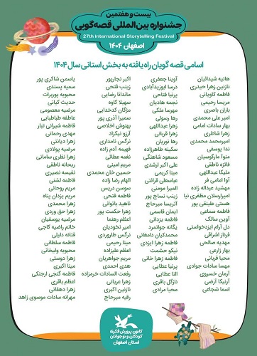 1384459 راهیافتگان مرحله استانی جشنواره بینالمللی قصهگویی استان اصفهان معرفی شدند