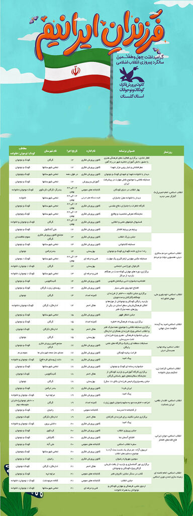 پوستر/ روزشمار برنامه‌های شاخص کمیته کودک و نوجوان دهه فجر
