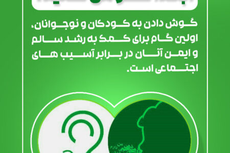 اینفوگرافیک| ابتدا گوش کنید؛ گوش دادن به کودکان و نوجوانان، اولین گام برای کمک به رشد سالم و ایمن آنان در برابر آسیب های اجتماعی است