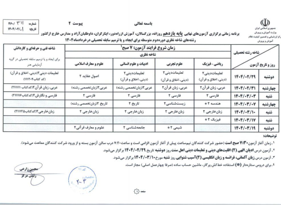 امتحان نهایی